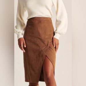 Vegan Suede Skirt, size XS. Midi with a sexy slit!